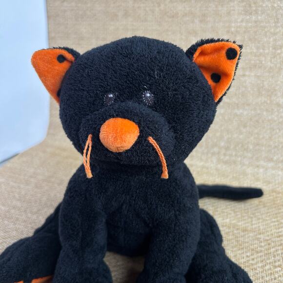 Ty Pluffies “Trickery” Black & Orange Cat – 2008, 8" - Picture 3 of 7